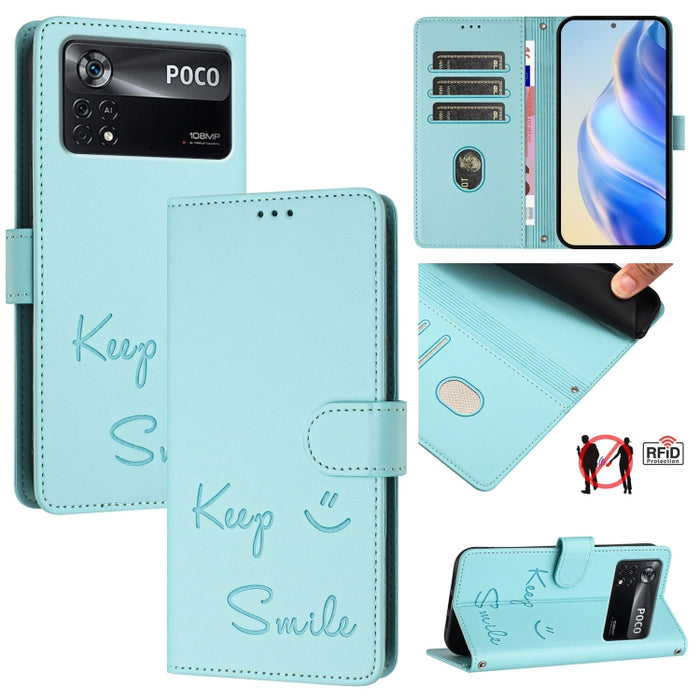 Funda de cuero para teléfono con RFID y estampado de sonrisas, For Xiaomi Poco M5s, For Xiaomi 12S Ultra, For Xiaomi 12 Pro / 12S Pro, For Xiaomi 12 / 12X / 12S, For Xiaomi Poco X4 NFC, For Xiaomi 12 Lite, For Xiaomi Poco C40, For Xiaomi Civi 1S       ...