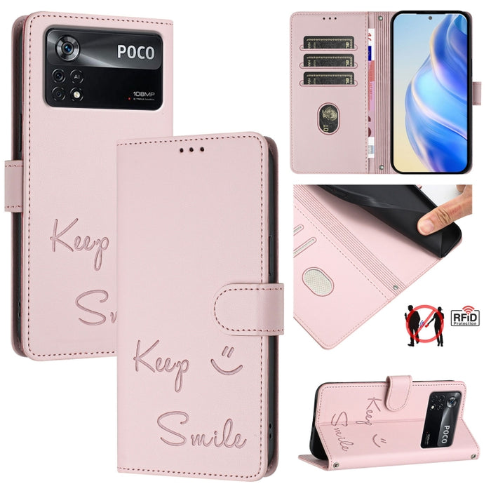 Funda de cuero para teléfono con RFID y estampado de sonrisas, For Xiaomi Poco M5s, For Xiaomi 12S Ultra, For Xiaomi 12 Pro / 12S Pro, For Xiaomi 12 / 12X / 12S, For Xiaomi Poco X4 NFC, For Xiaomi 12 Lite, For Xiaomi Poco C40, For Xiaomi Civi 1S       ...