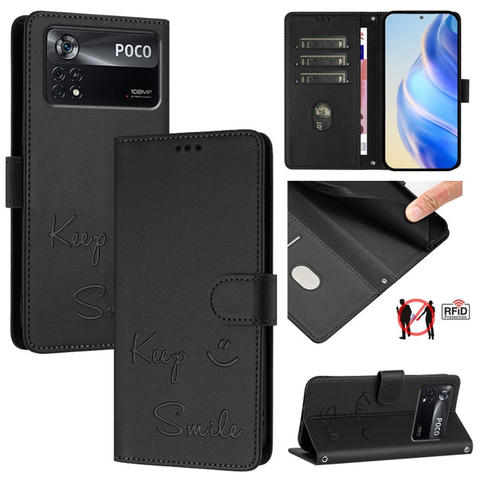 Funda de cuero para teléfono con RFID y estampado de sonrisas, For Xiaomi Poco M5s, For Xiaomi 12S Ultra, For Xiaomi 12 Pro / 12S Pro, For Xiaomi 12 / 12X / 12S, For Xiaomi Poco X4 NFC, For Xiaomi 12 Lite, For Xiaomi Poco C40, For Xiaomi Civi 1S       ...