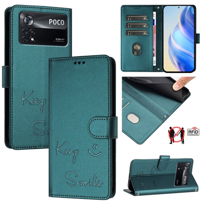 Funda de cuero para teléfono con RFID y estampado de sonrisas, For Xiaomi Poco M5s, For Xiaomi 12S Ultra, For Xiaomi 12 Pro / 12S Pro, For Xiaomi 12 / 12X / 12S, For Xiaomi Poco X4 NFC, For Xiaomi 12 Lite, For Xiaomi Poco C40, For Xiaomi Civi 1S       ...