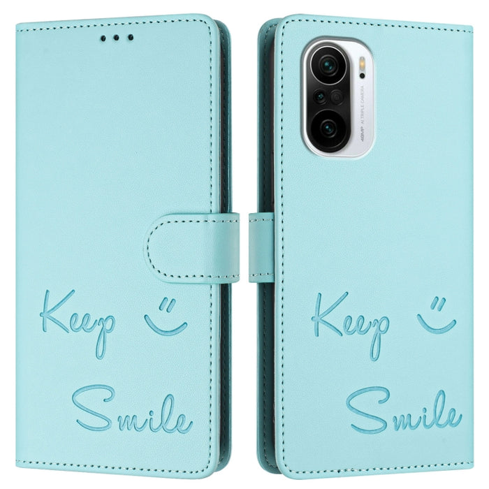 Funda de cuero para teléfono con RFID y estampado de sonrisas, For Xiaomi Mi 11i / 11X / 11X Pro, For Xiaomi Poco F3, For Xiaomi Poco X3 / X3 NFC / X3 Pro, For Xiaomi Mi 11 Ultra, For Xiaomi Mi 11 Pro, For Xiaomi Mi 11