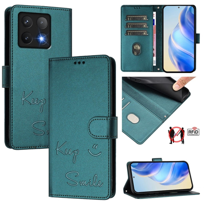 Funda de cuero para teléfono con RFID y estampado de sonrisas, For Xiaomi Poco M7 4G 169mm, For Xiaomi Civi 5 Pro 5G, For Xiaomi 15S Pro 5G, For Xiaomi Poco M7 5G / C75 4G, For Xiaomi Poco X7 5G / Redmi Note 14 Pro 5G, For Xiaomi 15 Ultra              ...