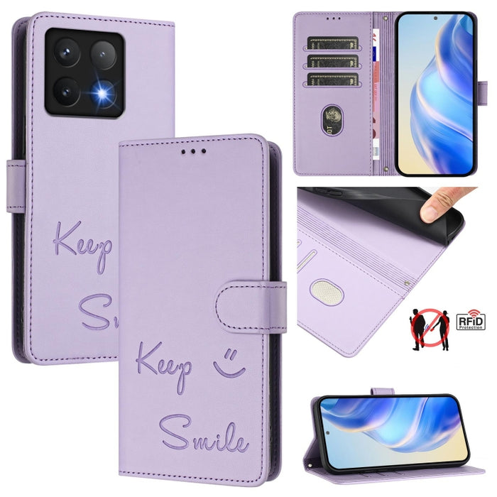 Funda de cuero para teléfono con RFID y estampado de sonrisas, For Xiaomi Poco M7 4G 169mm, For Xiaomi Civi 5 Pro 5G, For Xiaomi 15S Pro 5G, For Xiaomi Poco M7 5G / C75 4G, For Xiaomi Poco X7 5G / Redmi Note 14 Pro 5G, For Xiaomi 15 Ultra              ...