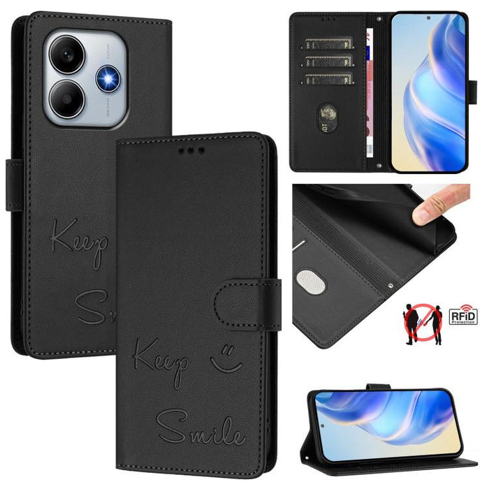 Funda de cuero para teléfono con RFID y estampado de sonrisas, For Xiaomi Poco M7 4G 169mm, For Xiaomi Civi 5 Pro 5G, For Xiaomi 15S Pro 5G, For Xiaomi Poco M7 5G / C75 4G, For Xiaomi Poco X7 5G / Redmi Note 14 Pro 5G, For Xiaomi 15 Ultra              ...