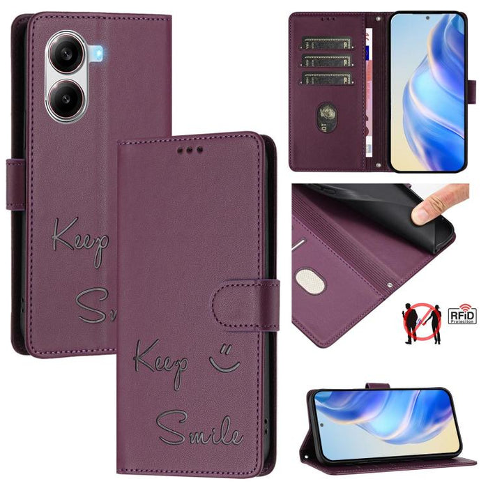 Funda de cuero para teléfono con RFID y estampado de sonrisas, For Xiaomi Poco M7 4G 169mm, For Xiaomi Civi 5 Pro 5G, For Xiaomi 15S Pro 5G, For Xiaomi Poco M7 5G / C75 4G, For Xiaomi Poco X7 5G / Redmi Note 14 Pro 5G, For Xiaomi 15 Ultra              ...