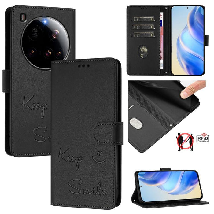 Funda de cuero para teléfono con RFID y estampado de sonrisas, For Xiaomi Poco M7 4G 169mm, For Xiaomi Civi 5 Pro 5G, For Xiaomi 15S Pro 5G, For Xiaomi Poco M7 5G / C75 4G, For Xiaomi Poco X7 5G / Redmi Note 14 Pro 5G, For Xiaomi 15 Ultra              ...