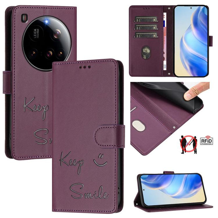 Funda de cuero para teléfono con RFID y estampado de sonrisas, For Xiaomi Poco M7 4G 169mm, For Xiaomi Civi 5 Pro 5G, For Xiaomi 15S Pro 5G, For Xiaomi Poco M7 5G / C75 4G, For Xiaomi Poco X7 5G / Redmi Note 14 Pro 5G, For Xiaomi 15 Ultra              ...