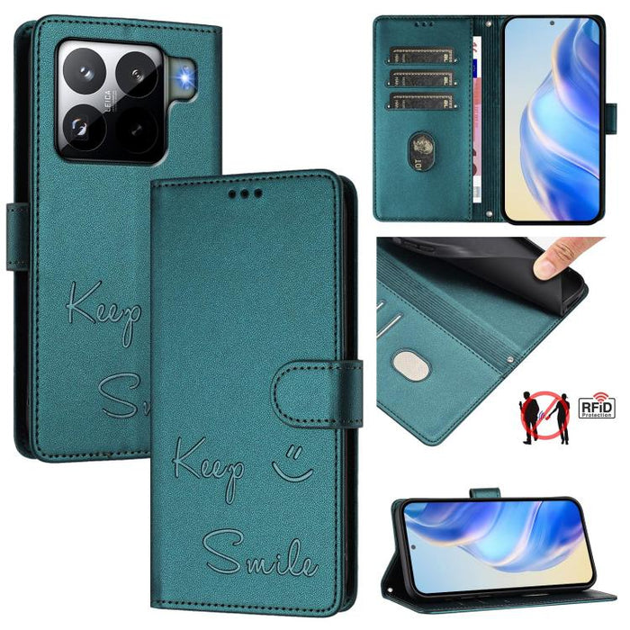 Funda de cuero para teléfono con RFID y estampado de sonrisas, For Xiaomi Poco M7 4G 169mm, For Xiaomi Civi 5 Pro 5G, For Xiaomi 15S Pro 5G, For Xiaomi Poco M7 5G / C75 4G, For Xiaomi Poco X7 5G / Redmi Note 14 Pro 5G, For Xiaomi 15 Ultra              ...