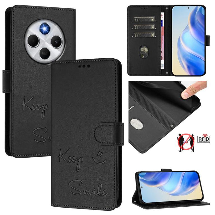 Funda de cuero para teléfono con RFID y estampado de sonrisas, For Xiaomi Poco M7 4G 169mm, For Xiaomi Civi 5 Pro 5G, For Xiaomi 15S Pro 5G, For Xiaomi Poco M7 5G / C75 4G, For Xiaomi Poco X7 5G / Redmi Note 14 Pro 5G, For Xiaomi 15 Ultra              ...