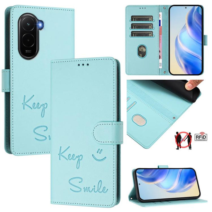 Funda de cuero para teléfono con RFID y estampado de sonrisas, For Xiaomi Poco M7 4G 169mm, For Xiaomi Civi 5 Pro 5G, For Xiaomi 15S Pro 5G, For Xiaomi Poco M7 5G / C75 4G, For Xiaomi Poco X7 5G / Redmi Note 14 Pro 5G, For Xiaomi 15 Ultra              ...
