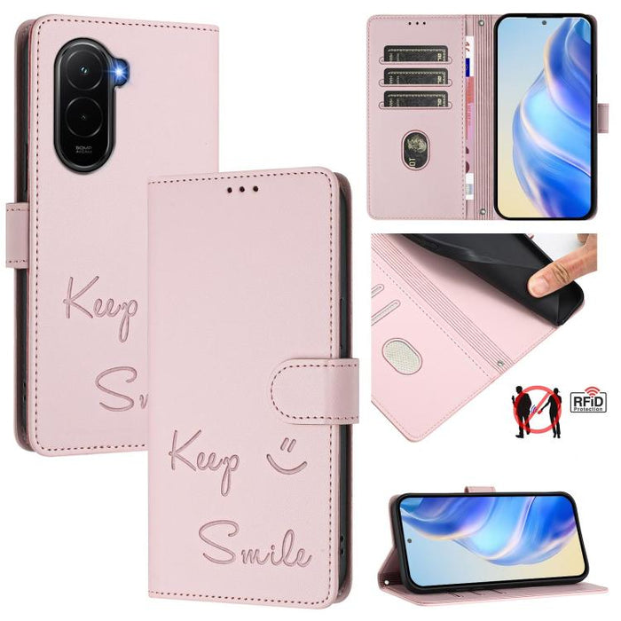 Funda de cuero para teléfono con RFID y estampado de sonrisas, For Xiaomi Poco M7 4G 169mm, For Xiaomi Civi 5 Pro 5G, For Xiaomi 15S Pro 5G, For Xiaomi Poco M7 5G / C75 4G, For Xiaomi Poco X7 5G / Redmi Note 14 Pro 5G, For Xiaomi 15 Ultra              ...