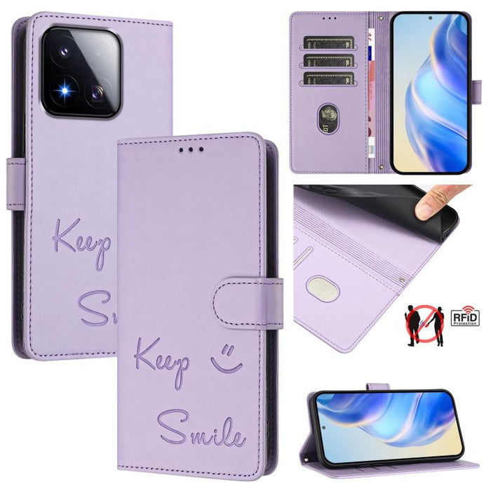 Funda de cuero para teléfono con RFID y estampado de sonrisas, For Xiaomi Poco M7 4G 169mm, For Xiaomi Civi 5 Pro 5G, For Xiaomi 15S Pro 5G, For Xiaomi Poco M7 5G / C75 4G, For Xiaomi Poco X7 5G / Redmi Note 14 Pro 5G, For Xiaomi 15 Ultra              ...