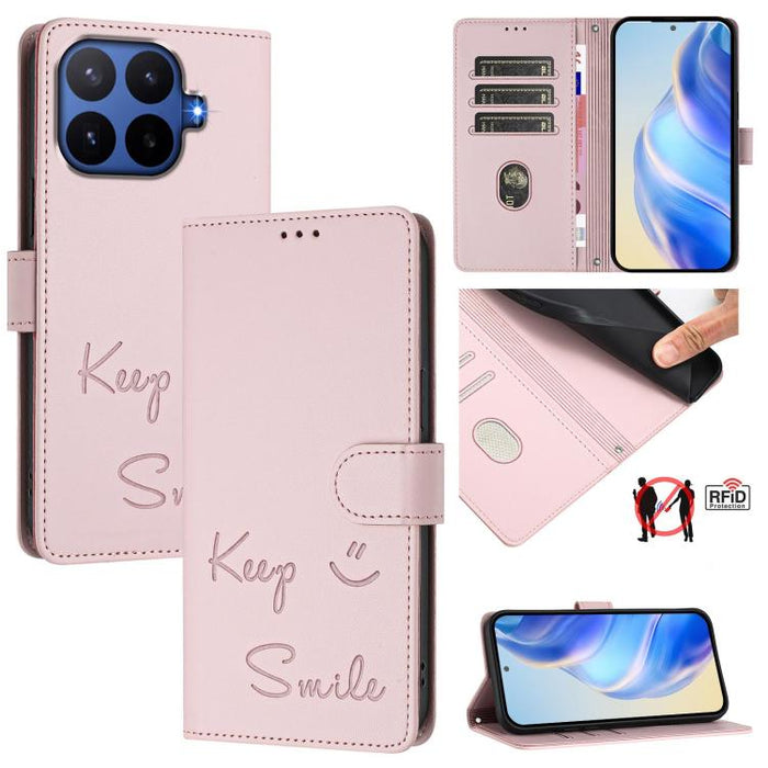 Funda de cuero para teléfono con RFID y estampado de sonrisas, For Xiaomi Poco M7 4G 169mm, For Xiaomi Civi 5 Pro 5G, For Xiaomi 15S Pro 5G, For Xiaomi Poco M7 5G / C75 4G, For Xiaomi Poco X7 5G / Redmi Note 14 Pro 5G, For Xiaomi 15 Ultra              ...