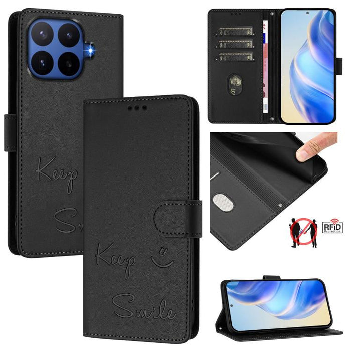 Funda de cuero para teléfono con RFID y estampado de sonrisas, For Xiaomi Poco M7 4G 169mm, For Xiaomi Civi 5 Pro 5G, For Xiaomi 15S Pro 5G, For Xiaomi Poco M7 5G / C75 4G, For Xiaomi Poco X7 5G / Redmi Note 14 Pro 5G, For Xiaomi 15 Ultra              ...