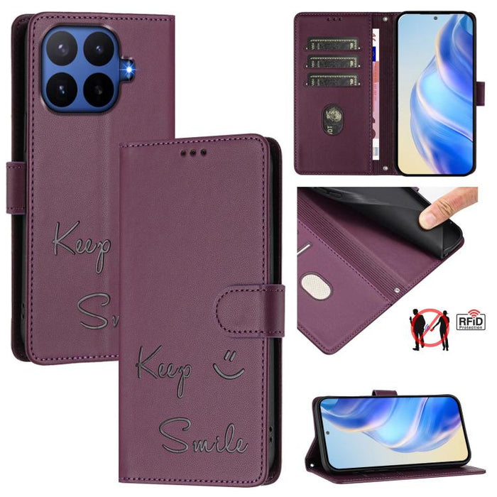 Funda de cuero para teléfono con RFID y estampado de sonrisas, For Xiaomi Poco M7 4G 169mm, For Xiaomi Civi 5 Pro 5G, For Xiaomi 15S Pro 5G, For Xiaomi Poco M7 5G / C75 4G, For Xiaomi Poco X7 5G / Redmi Note 14 Pro 5G, For Xiaomi 15 Ultra              ...