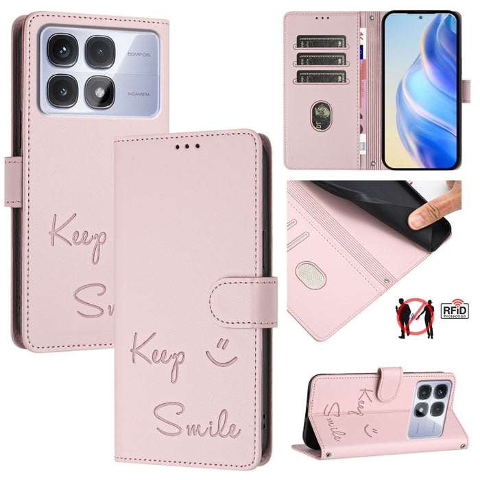 Funda de cuero para teléfono con RFID y estampado de sonrisas, For Redmi A7 Pro 171mm / Poco C85x 5G, For Redmi 15a 5G, For Redmi Turbo 5 Max / Poco X8 Pro Max, For Redmi Turbo 5 5G Global / Poco X8 Pro 5G, For Redmi Note 15 Pro+ 5G Global 163.3mm     ...