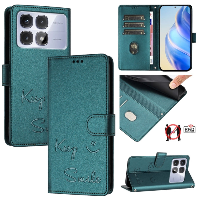 Funda de cuero para teléfono con RFID y estampado de sonrisas, For Redmi A3 4G Global, For Redmi Note 13 Pro 4G Global, For Redmi Note 13 4G Global, For Redmi Note 13 Pro 5G Global, For Redmi Note 13 5G Global, For Redmi 13C 4G                         ...