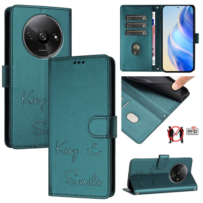 Funda de cuero para teléfono con RFID y estampado de sonrisas, For Redmi A3 4G Global, For Redmi Note 13 Pro 4G Global, For Redmi Note 13 4G Global, For Redmi Note 13 Pro 5G Global, For Redmi Note 13 5G Global, For Redmi 13C 4G                         ...