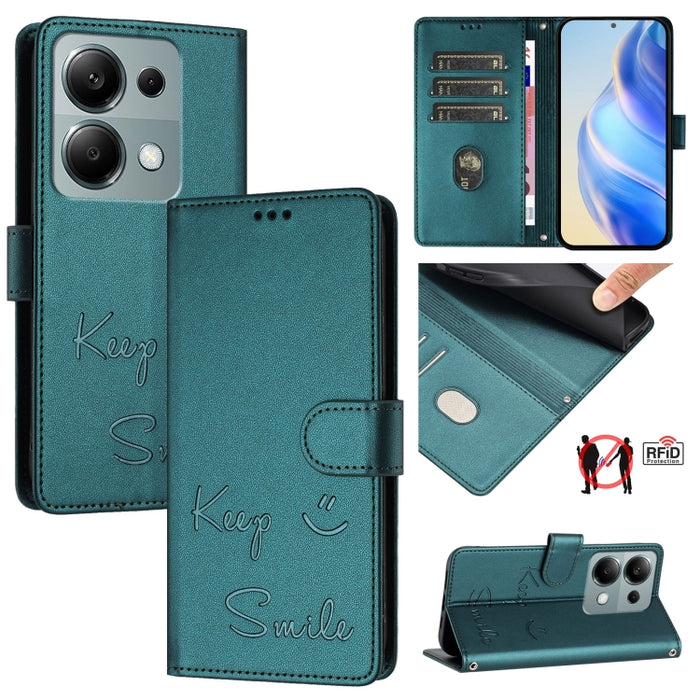 Funda de cuero para teléfono con RFID y estampado de sonrisas, For Redmi A3 4G Global, For Redmi Note 13 Pro 4G Global, For Redmi Note 13 4G Global, For Redmi Note 13 Pro 5G Global, For Redmi Note 13 5G Global, For Redmi 13C 4G                         ...