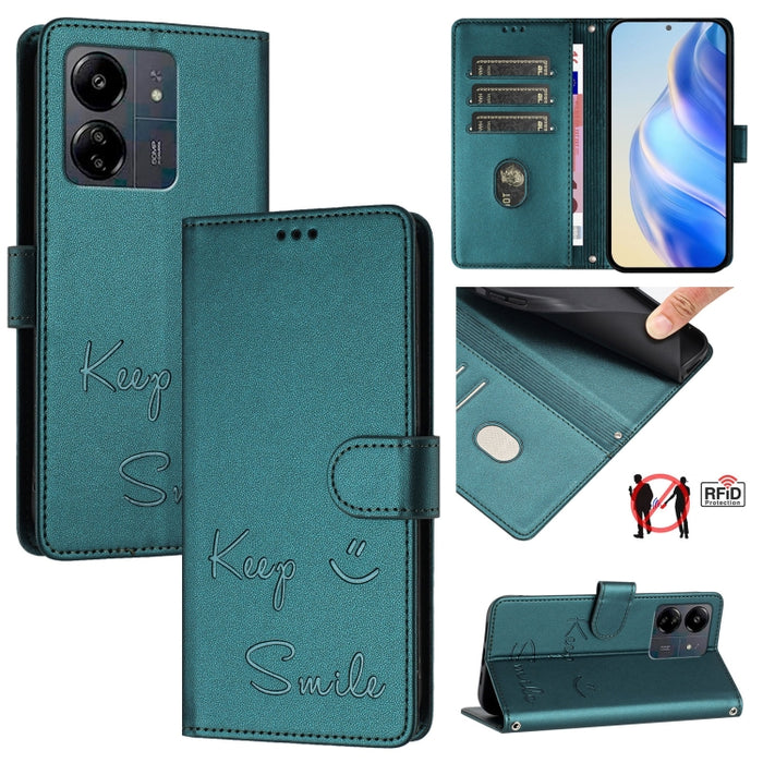 Funda de cuero para teléfono con RFID y estampado de sonrisas, For Redmi A3 4G Global, For Redmi Note 13 Pro 4G Global, For Redmi Note 13 4G Global, For Redmi Note 13 Pro 5G Global, For Redmi Note 13 5G Global, For Redmi 13C 4G                         ...