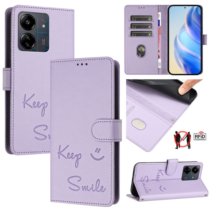 Funda de cuero para teléfono con RFID y estampado de sonrisas, For Redmi A3 4G Global, For Redmi Note 13 Pro 4G Global, For Redmi Note 13 4G Global, For Redmi Note 13 Pro 5G Global, For Redmi Note 13 5G Global, For Redmi 13C 4G                         ...