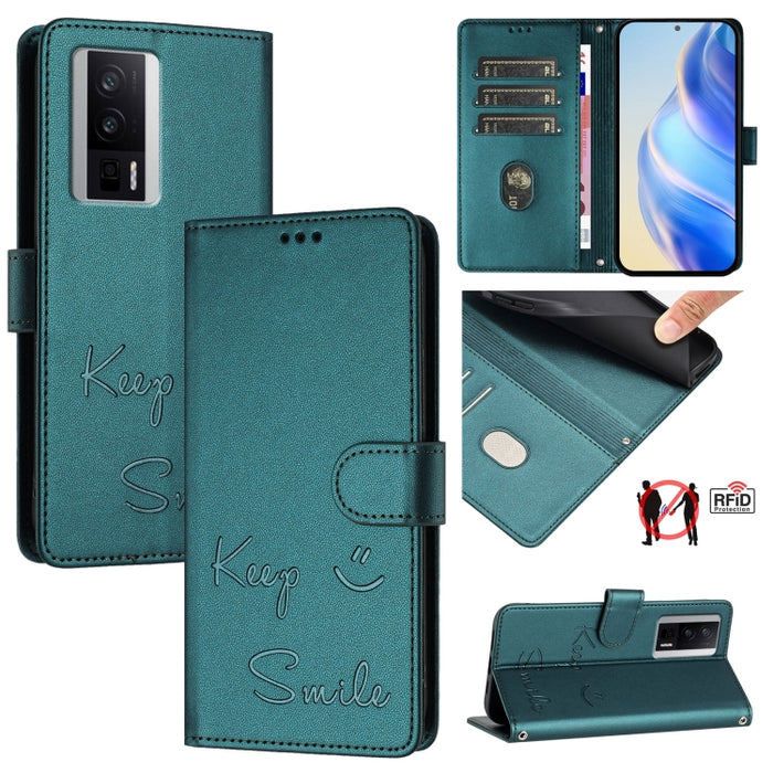 Funda de cuero para teléfono con RFID y estampado de sonrisas, For Redmi A3 4G Global, For Redmi Note 13 Pro 4G Global, For Redmi Note 13 4G Global, For Redmi Note 13 Pro 5G Global, For Redmi Note 13 5G Global, For Redmi 13C 4G                         ...