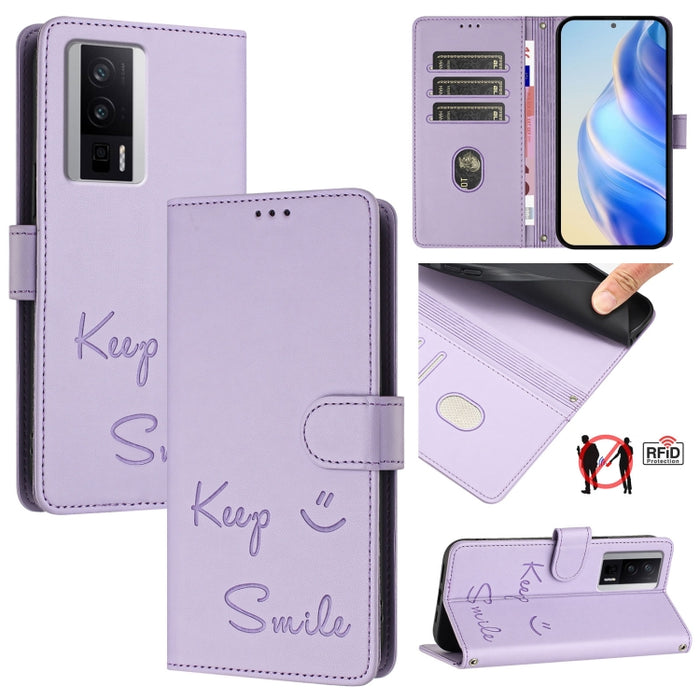 Funda de cuero para teléfono con RFID y estampado de sonrisas, For Redmi A3 4G Global, For Redmi Note 13 Pro 4G Global, For Redmi Note 13 4G Global, For Redmi Note 13 Pro 5G Global, For Redmi Note 13 5G Global, For Redmi 13C 4G                         ...