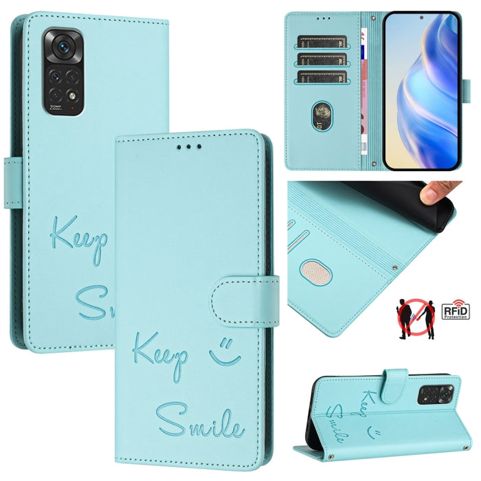 Funda de cuero para teléfono con RFID y estampado de sonrisas, For Redmi A3 4G Global, For Redmi Note 13 Pro 4G Global, For Redmi Note 13 4G Global, For Redmi Note 13 Pro 5G Global, For Redmi Note 13 5G Global, For Redmi 13C 4G                         ...