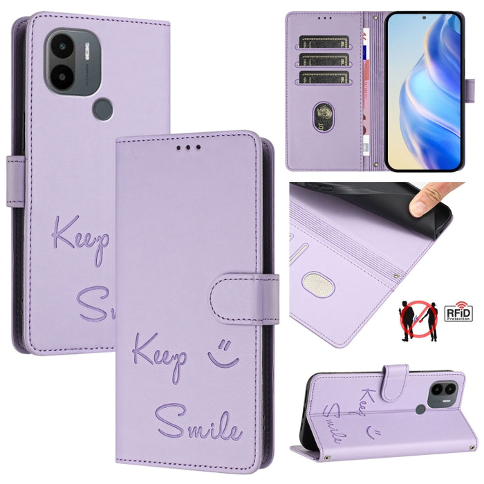 Funda de cuero para teléfono con RFID y estampado de sonrisas, For Redmi A1+ / A2+, For Redmi Note 12 4G Global, For Redmi A1 / A2, For Redmi Note 12 Pro+ 5G Global / India, For Redmi Note 12 Explorer, For Redmi Note 12 Pro 5G Global / India           ...