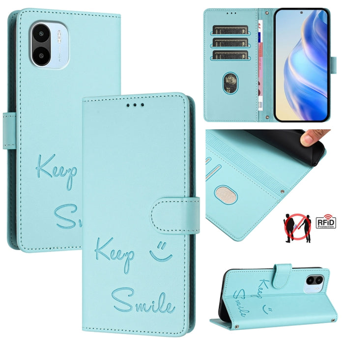 Funda de cuero para teléfono con RFID y estampado de sonrisas, For Redmi A1+ / A2+, For Redmi Note 12 4G Global, For Redmi A1 / A2, For Redmi Note 12 Pro+ 5G Global / India, For Redmi Note 12 Explorer, For Redmi Note 12 Pro 5G Global / India           ...