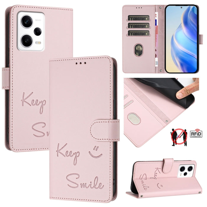 Funda de cuero para teléfono con RFID y estampado de sonrisas, For Redmi A1+ / A2+, For Redmi Note 12 4G Global, For Redmi A1 / A2, For Redmi Note 12 Pro+ 5G Global / India, For Redmi Note 12 Explorer, For Redmi Note 12 Pro 5G Global / India           ...
