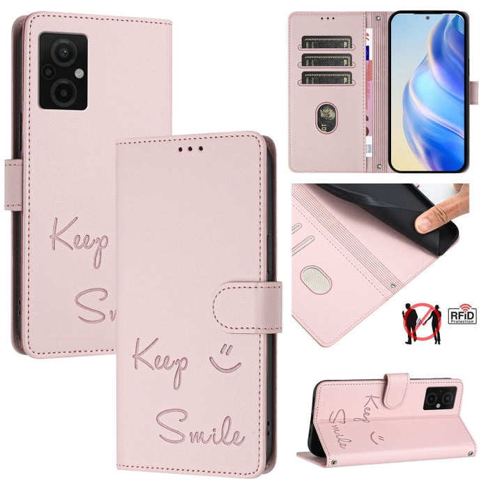 Funda de cuero para teléfono con RFID y estampado de sonrisas, For Redmi A1+ / A2+, For Redmi Note 12 4G Global, For Redmi A1 / A2, For Redmi Note 12 Pro+ 5G Global / India, For Redmi Note 12 Explorer, For Redmi Note 12 Pro 5G Global / India           ...