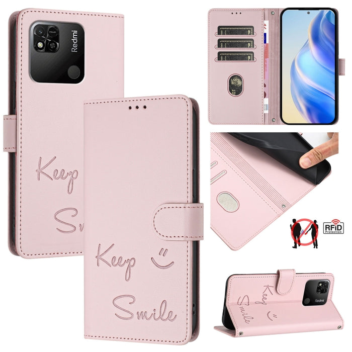 Funda de cuero para teléfono con RFID y estampado de sonrisas, For Redmi Note 11 Pro+ 5G EU, For Redmi 10C / Redmi 10 2022 India, For Redmi Note 11S 5G, For Redmi 10A / 9C, For Redmi 10 / Redmi 10 2022, For Redmi Note 10 5G / Note 10T 5G               ...