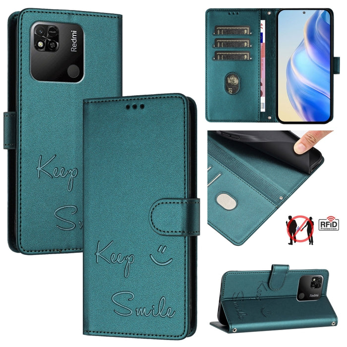 Funda de cuero para teléfono con RFID y estampado de sonrisas, For Redmi Note 11 Pro+ 5G EU, For Redmi 10C / Redmi 10 2022 India, For Redmi Note 11S 5G, For Redmi 10A / 9C, For Redmi 10 / Redmi 10 2022, For Redmi Note 10 5G / Note 10T 5G               ...