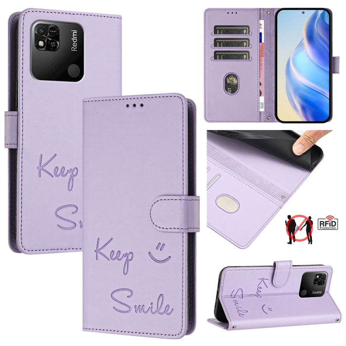 Funda de cuero para teléfono con RFID y estampado de sonrisas, For Redmi Note 11 Pro+ 5G EU, For Redmi 10C / Redmi 10 2022 India, For Redmi Note 11S 5G, For Redmi 10A / 9C, For Redmi 10 / Redmi 10 2022, For Redmi Note 10 5G / Note 10T 5G               ...