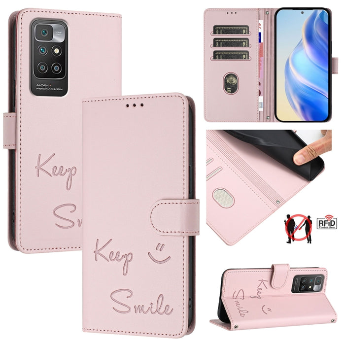 Funda de cuero para teléfono con RFID y estampado de sonrisas, For Redmi Note 11 Pro+ 5G EU, For Redmi 10C / Redmi 10 2022 India, For Redmi Note 11S 5G, For Redmi 10A / 9C, For Redmi 10 / Redmi 10 2022, For Redmi Note 10 5G / Note 10T 5G               ...