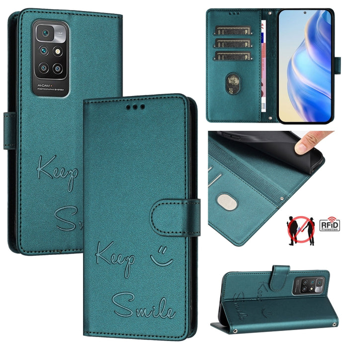 Funda de cuero para teléfono con RFID y estampado de sonrisas, For Redmi Note 11 Pro+ 5G EU, For Redmi 10C / Redmi 10 2022 India, For Redmi Note 11S 5G, For Redmi 10A / 9C, For Redmi 10 / Redmi 10 2022, For Redmi Note 10 5G / Note 10T 5G               ...