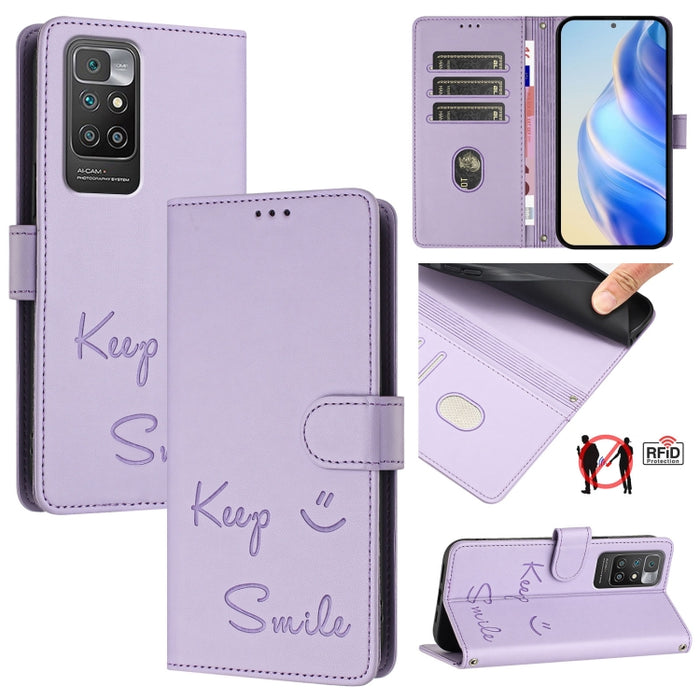 Funda de cuero para teléfono con RFID y estampado de sonrisas, For Redmi Note 11 Pro+ 5G EU, For Redmi 10C / Redmi 10 2022 India, For Redmi Note 11S 5G, For Redmi 10A / 9C, For Redmi 10 / Redmi 10 2022, For Redmi Note 10 5G / Note 10T 5G               ...