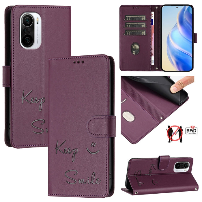 Funda de cuero para teléfono con RFID y estampado de sonrisas, For Redmi Note 11 Pro+ 5G EU, For Redmi 10C / Redmi 10 2022 India, For Redmi Note 11S 5G, For Redmi 10A / 9C, For Redmi 10 / Redmi 10 2022, For Redmi Note 10 5G / Note 10T 5G               ...