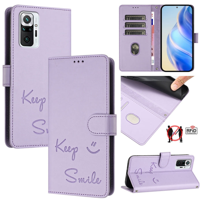 Funda de cuero para teléfono con RFID y estampado de sonrisas, For Redmi Note 11 Pro+ 5G EU, For Redmi 10C / Redmi 10 2022 India, For Redmi Note 11S 5G, For Redmi 10A / 9C, For Redmi 10 / Redmi 10 2022, For Redmi Note 10 5G / Note 10T 5G               ...