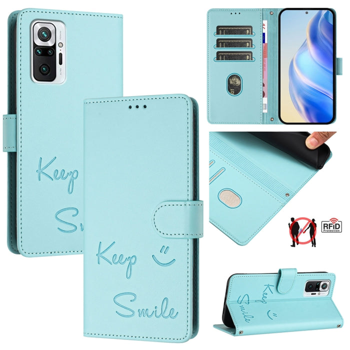 Funda de cuero para teléfono con RFID y estampado de sonrisas, For Redmi Note 11 Pro+ 5G EU, For Redmi 10C / Redmi 10 2022 India, For Redmi Note 11S 5G, For Redmi 10A / 9C, For Redmi 10 / Redmi 10 2022, For Redmi Note 10 5G / Note 10T 5G               ...