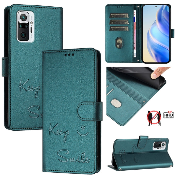 Funda de cuero para teléfono con RFID y estampado de sonrisas, For Redmi Note 11 Pro+ 5G EU, For Redmi 10C / Redmi 10 2022 India, For Redmi Note 11S 5G, For Redmi 10A / 9C, For Redmi 10 / Redmi 10 2022, For Redmi Note 10 5G / Note 10T 5G               ...