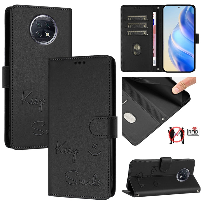 Funda de cuero para teléfono con RFID y estampado de sonrisas, For Redmi Note 11 Pro+ 5G EU, For Redmi 10C / Redmi 10 2022 India, For Redmi Note 11S 5G, For Redmi 10A / 9C, For Redmi 10 / Redmi 10 2022, For Redmi Note 10 5G / Note 10T 5G               ...