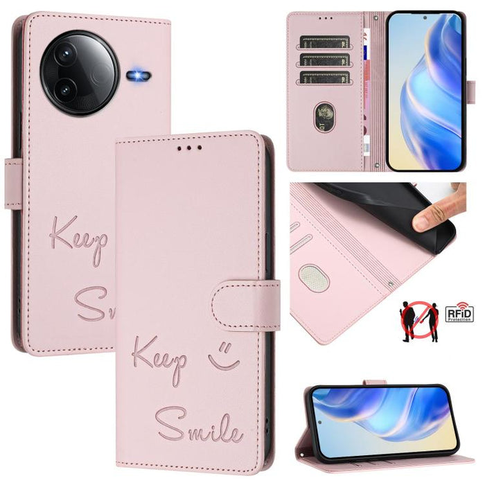 Funda de cuero para teléfono con RFID y estampado de sonrisas, For Redmi A7 Pro 171mm / Poco C85x 5G, For Redmi 15a 5G, For Redmi Turbo 5 Max / Poco X8 Pro Max, For Redmi Turbo 5 5G Global / Poco X8 Pro 5G, For Redmi Note 15 Pro+ 5G Global 163.3mm     ...