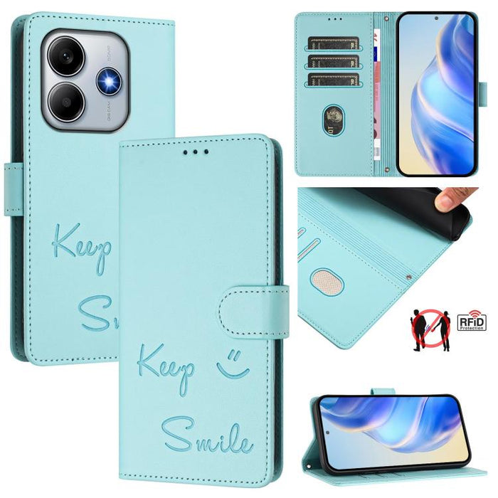 Funda de cuero para teléfono con RFID y estampado de sonrisas, For Redmi A7 Pro 171mm / Poco C85x 5G, For Redmi 15a 5G, For Redmi Turbo 5 Max / Poco X8 Pro Max, For Redmi Turbo 5 5G Global / Poco X8 Pro 5G, For Redmi Note 15 Pro+ 5G Global 163.3mm     ...