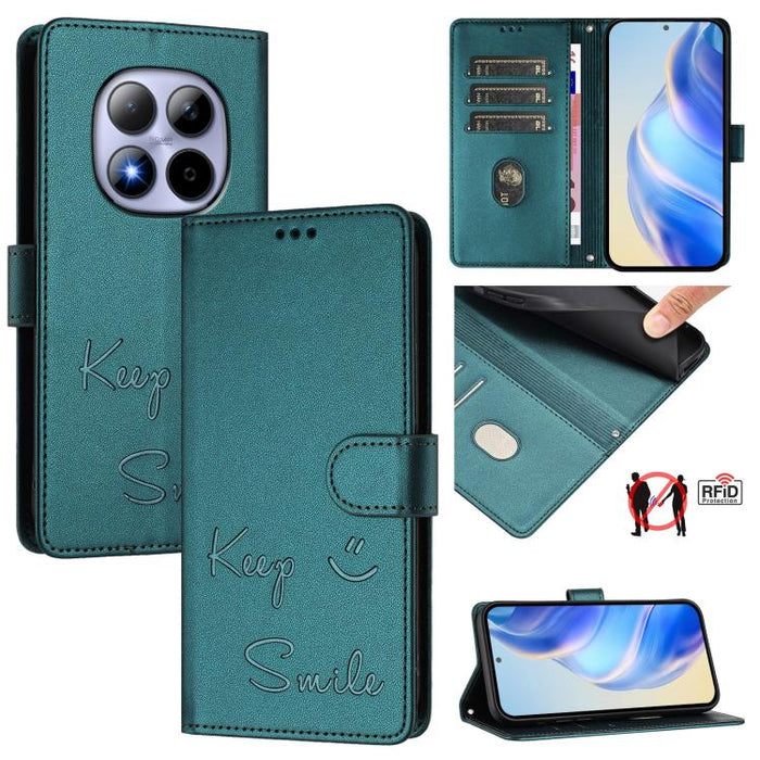 Funda de cuero para teléfono con RFID y estampado de sonrisas, For Redmi A7 Pro 171mm / Poco C85x 5G, For Redmi 15a 5G, For Redmi Turbo 5 Max / Poco X8 Pro Max, For Redmi Turbo 5 5G Global / Poco X8 Pro 5G, For Redmi Note 15 Pro+ 5G Global 163.3mm     ...