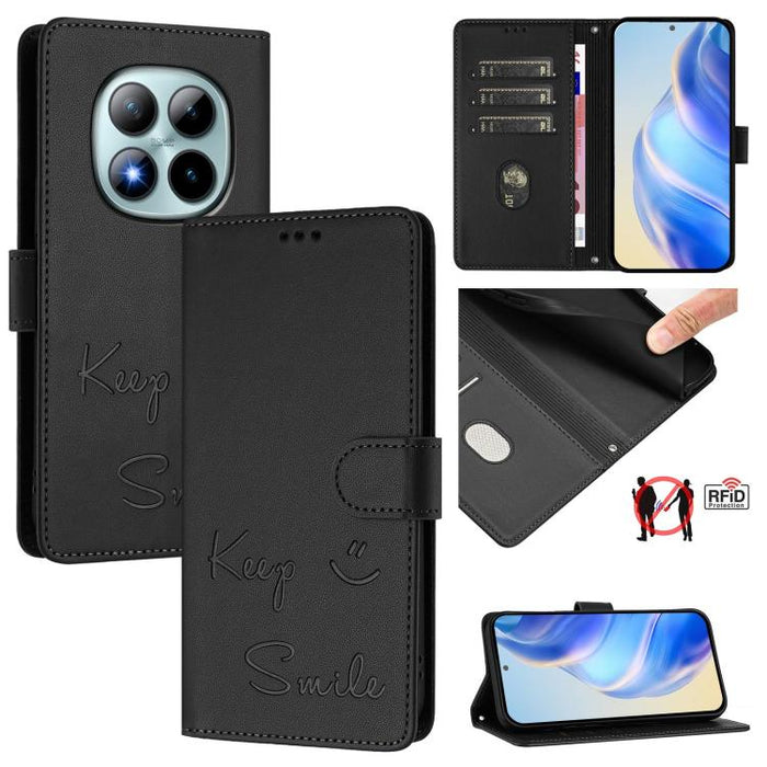 Funda de cuero para teléfono con RFID y estampado de sonrisas, For Redmi A7 Pro 171mm / Poco C85x 5G, For Redmi 15a 5G, For Redmi Turbo 5 Max / Poco X8 Pro Max, For Redmi Turbo 5 5G Global / Poco X8 Pro 5G, For Redmi Note 15 Pro+ 5G Global 163.3mm     ...
