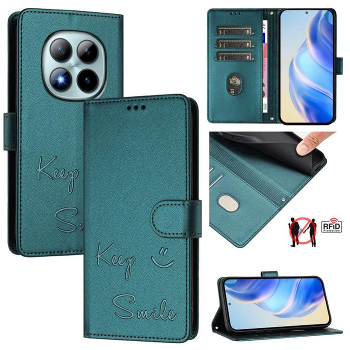 Funda de cuero para teléfono con RFID y estampado de sonrisas, For Redmi A7 Pro 171mm / Poco C85x 5G, For Redmi 15a 5G, For Redmi Turbo 5 Max / Poco X8 Pro Max, For Redmi Turbo 5 5G Global / Poco X8 Pro 5G, For Redmi Note 15 Pro+ 5G Global 163.3mm     ...