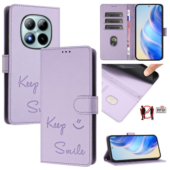 Funda de cuero para teléfono con RFID y estampado de sonrisas, For Redmi A7 Pro 171mm / Poco C85x 5G, For Redmi 15a 5G, For Redmi Turbo 5 Max / Poco X8 Pro Max, For Redmi Turbo 5 5G Global / Poco X8 Pro 5G, For Redmi Note 15 Pro+ 5G Global 163.3mm     ...