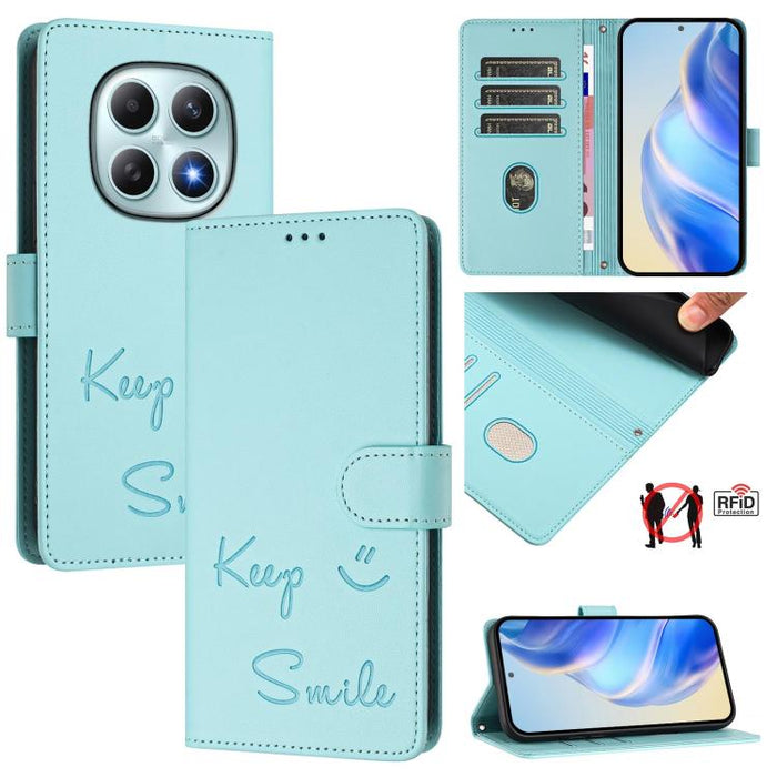 Funda de cuero para teléfono con RFID y estampado de sonrisas, For Redmi A7 Pro 171mm / Poco C85x 5G, For Redmi 15a 5G, For Redmi Turbo 5 Max / Poco X8 Pro Max, For Redmi Turbo 5 5G Global / Poco X8 Pro 5G, For Redmi Note 15 Pro+ 5G Global 163.3mm     ...